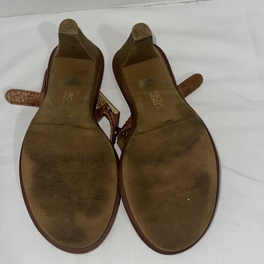 Michael Kors Dayton Sling Brown Open Toe Sandals Heels Women's Strappy SIZE 7.5 - Picture 8 of 11
